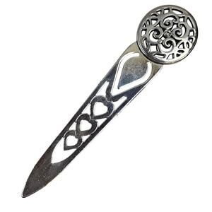 VTG Brighton Silver Finish Cutout Heart Book Mark Filigre Top with Clear Crystal